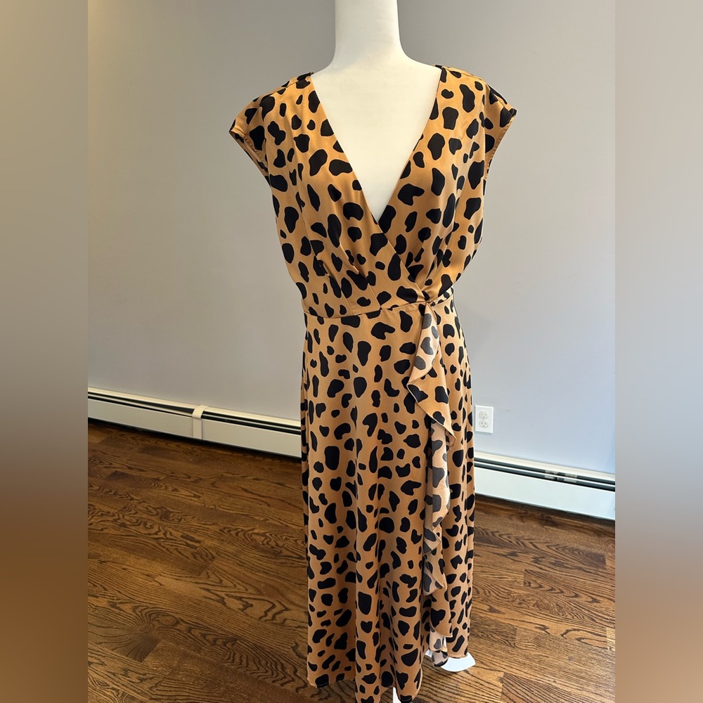 Becca Tilley X Leopard-Print Handkerchief Hem Dress